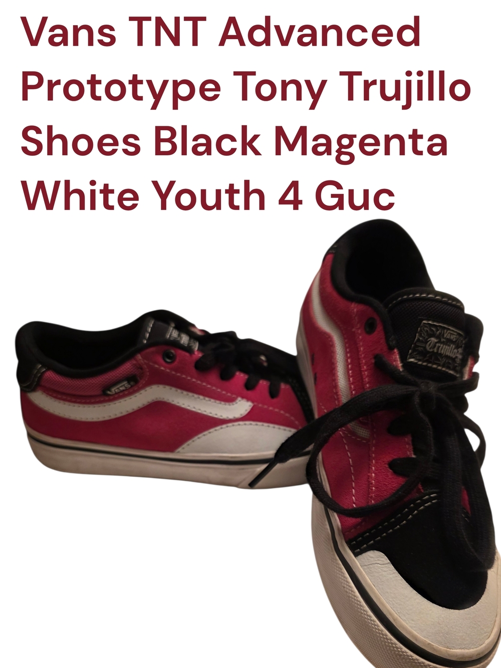 Vans TNT Advanced Prototype Tony Trujillo Pink/Black Skate Shoes Youth 4 Guc